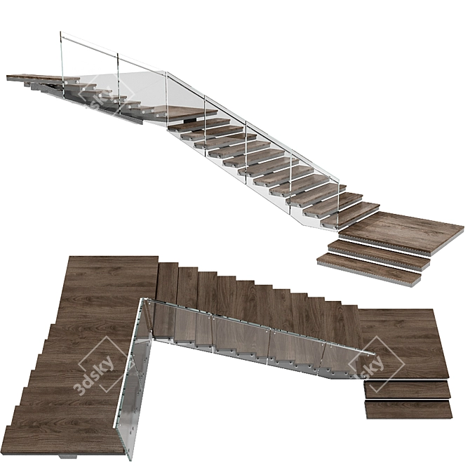  Modern Stair No15 3D Model 3D model image 6