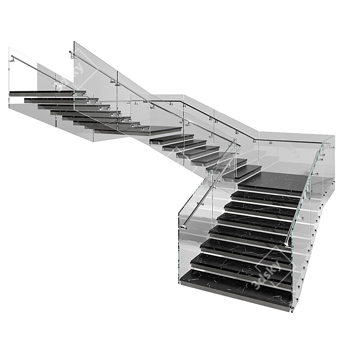 Contemporary Staircase Model FBX Plugin-Free 3D model image 2