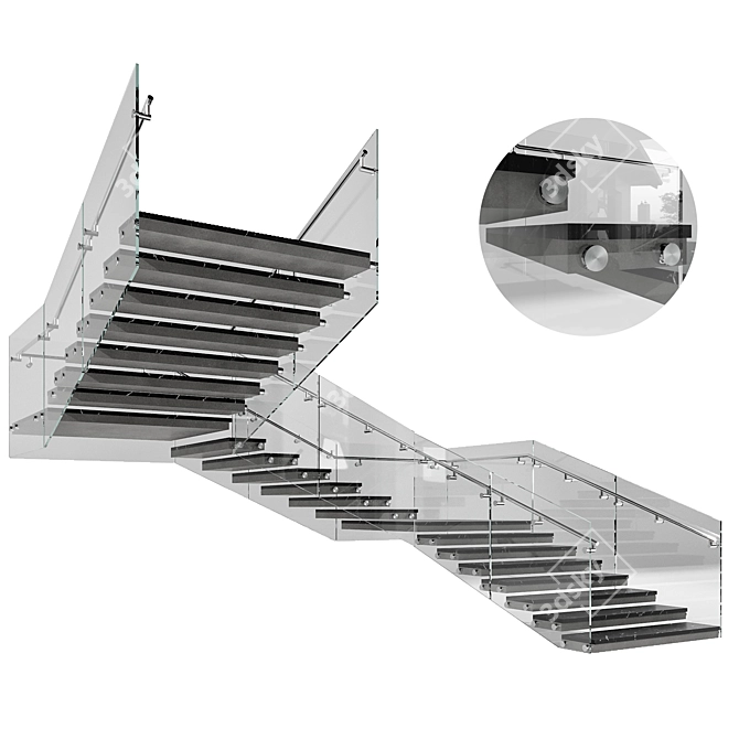 Contemporary Staircase Model FBX Plugin-Free 3D model image 3