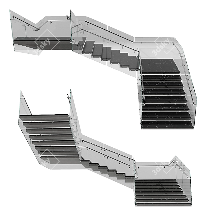 Contemporary Staircase Model FBX Plugin-Free 3D model image 5