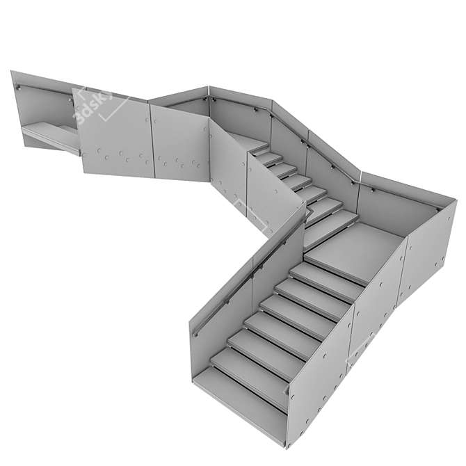 Contemporary Staircase Model FBX Plugin-Free 3D model image 6