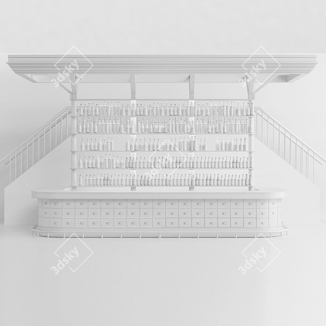 Home Bar Set with Alcohol 3D model image 2