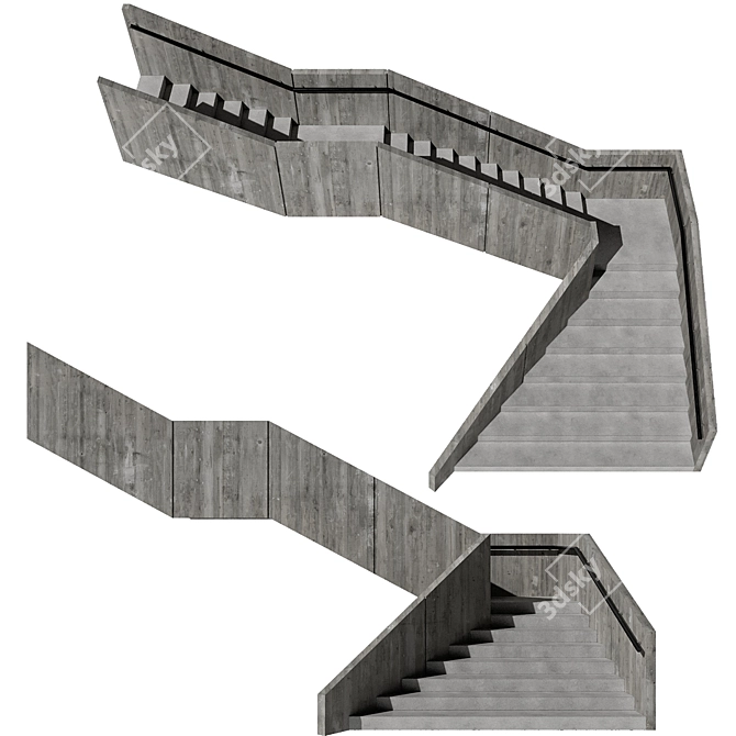 Contemporary Stairway Design Asset 3D model image 1