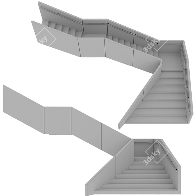 Contemporary Stairway Design Asset 3D model image 4