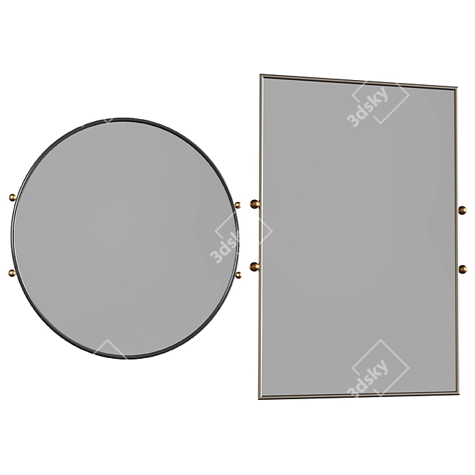 Modern Black Round Wall Mirror 3D model image 1