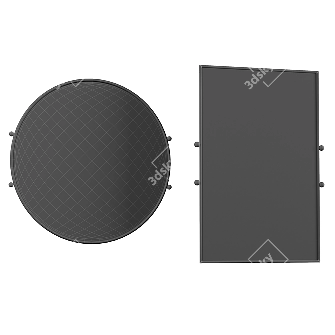 Modern Black Round Wall Mirror 3D model image 4