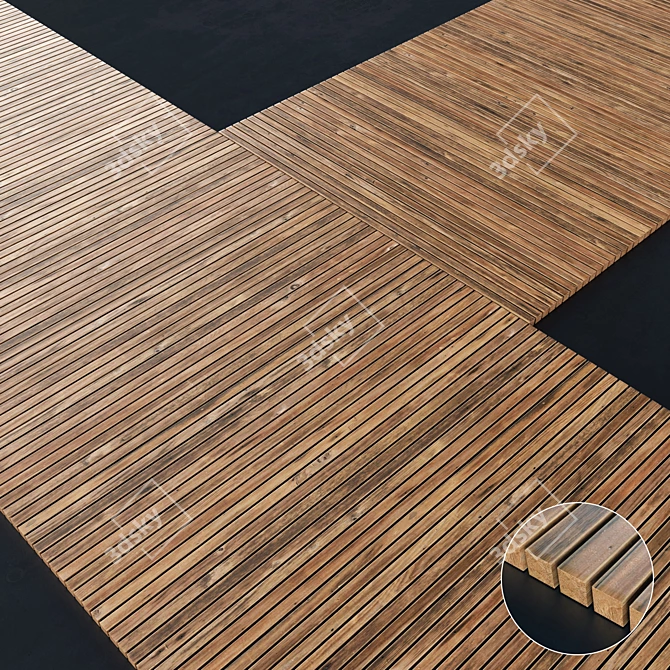 Sleek Wood Board Road Texture 3D model image 1