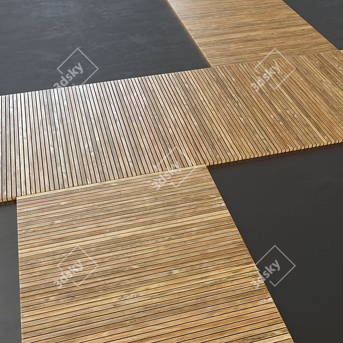 Sleek Wood Board Road Texture 3D model image 2