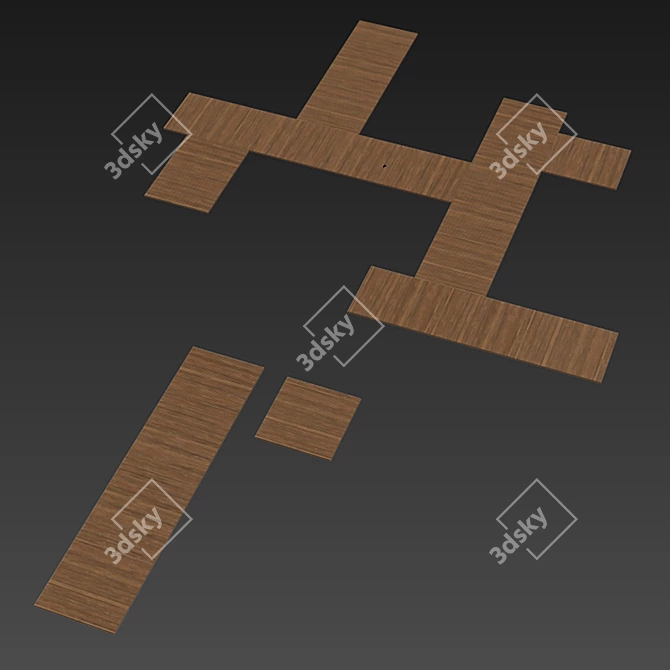 Sleek Wood Board Road Texture 3D model image 6