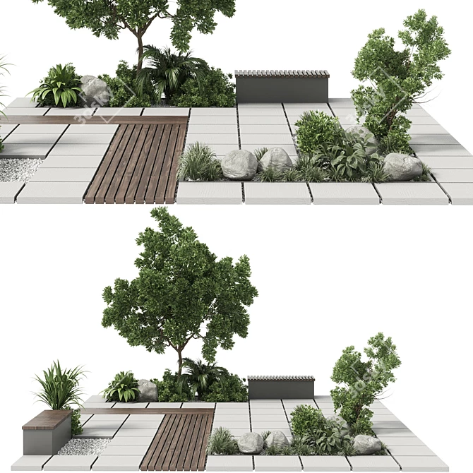  Urban Green Benches with Plants 30 Corona 3D model image 3