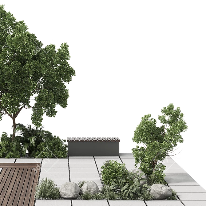  Urban Green Benches with Plants 30 Corona 3D model image 4