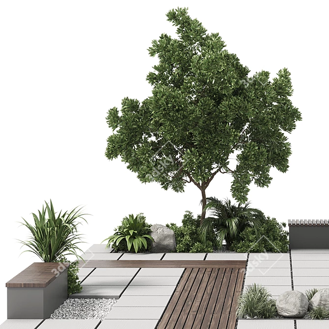  Urban Green Benches with Plants 30 Corona 3D model image 5