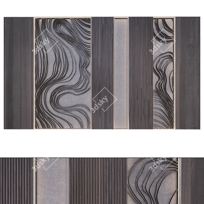 Metal Wave Decor Panel 3D model image 1