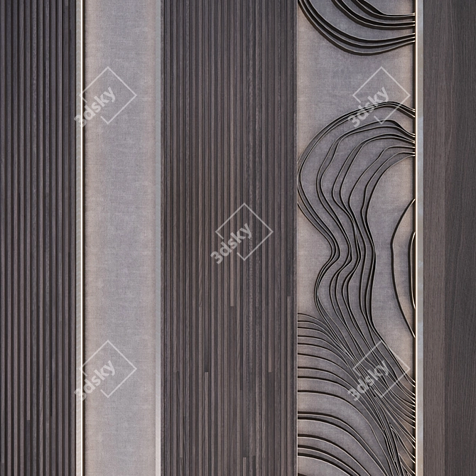 Metal Wave Decor Panel 3D model image 2