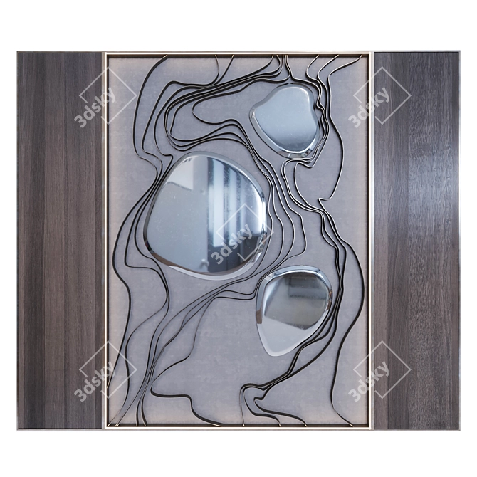 Wave Mirror Decor Panel Set 3D model image 1