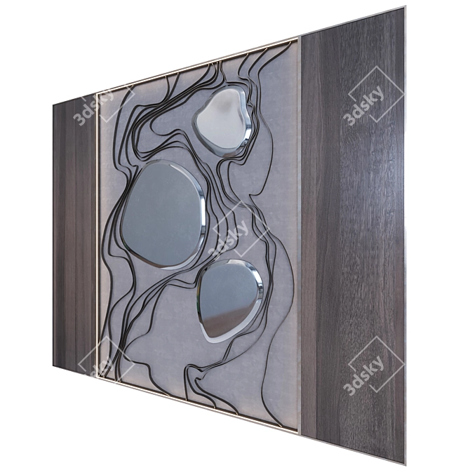 Wave Mirror Decor Panel Set 3D model image 6