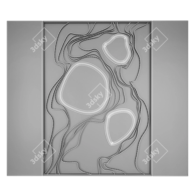 Wave Mirror Decor Panel Set 3D model image 7