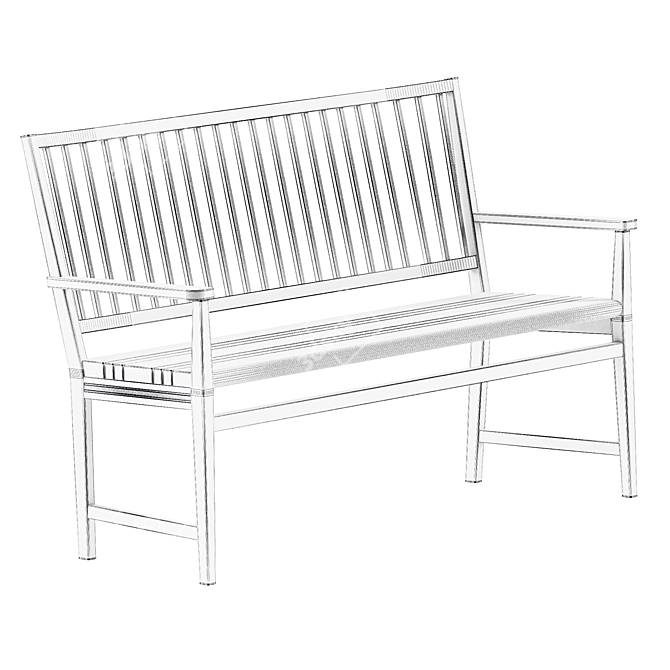 Scandinavian Style Park Bench 3D model image 3