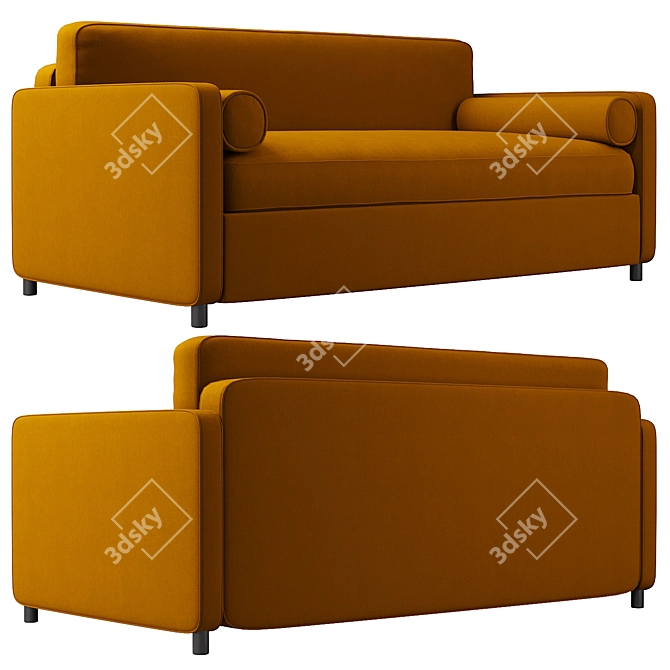 Vintage Velvet Sofa Bed in Ochre 3D model image 1