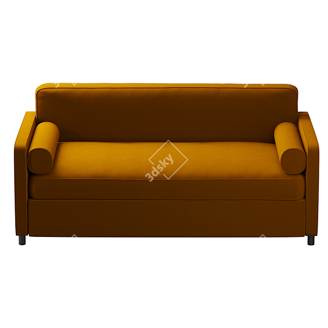 Vintage Velvet Sofa Bed in Ochre 3D model image 3