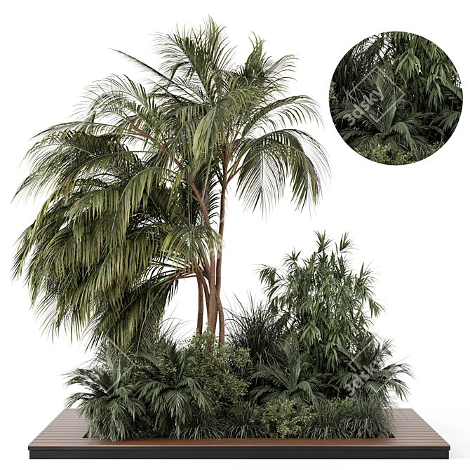 Outdoor Garden Set Bush Tree 3D model image 1