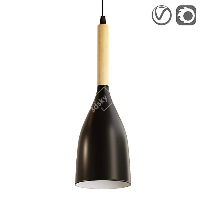 Scandinavian-Inspired Black Pendant Light 3D model image 1