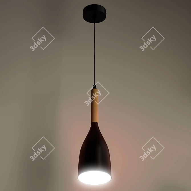 Scandinavian-Inspired Black Pendant Light 3D model image 3