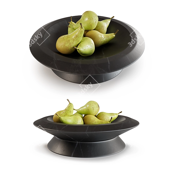 Elegant Black Marble Fruit Platter 3D model image 1