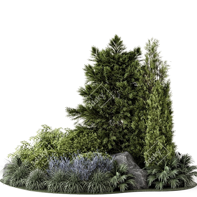 Garden Set 946 Bush Tree 3D model image 5