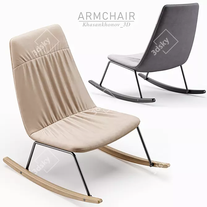 Elegant ANJO Rocking Armchair Design 3D model image 1