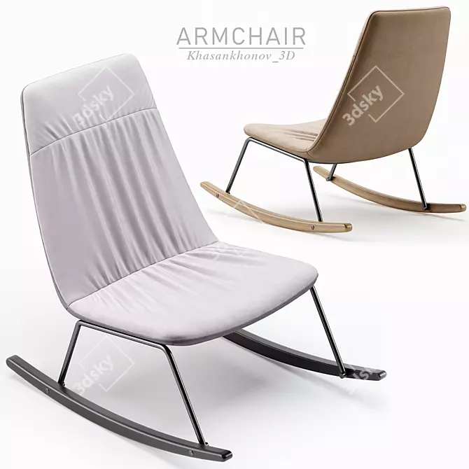 Elegant ANJO Rocking Armchair Design 3D model image 2