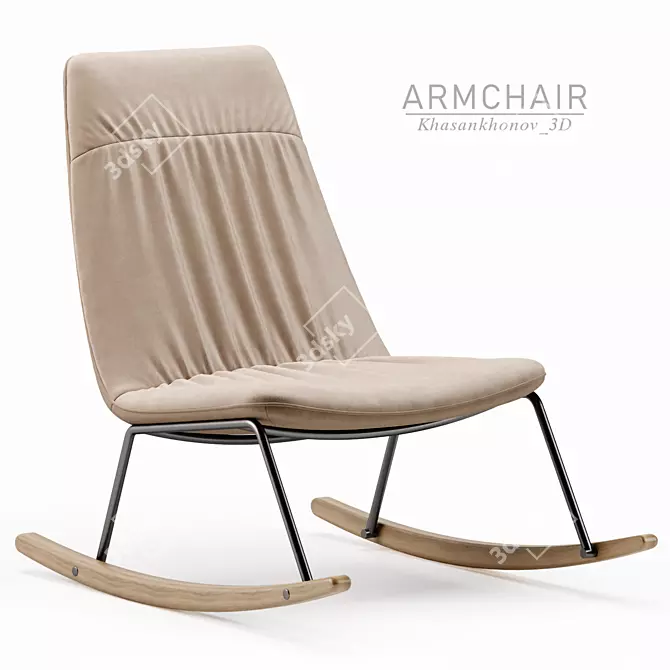 Elegant ANJO Rocking Armchair Design 3D model image 4