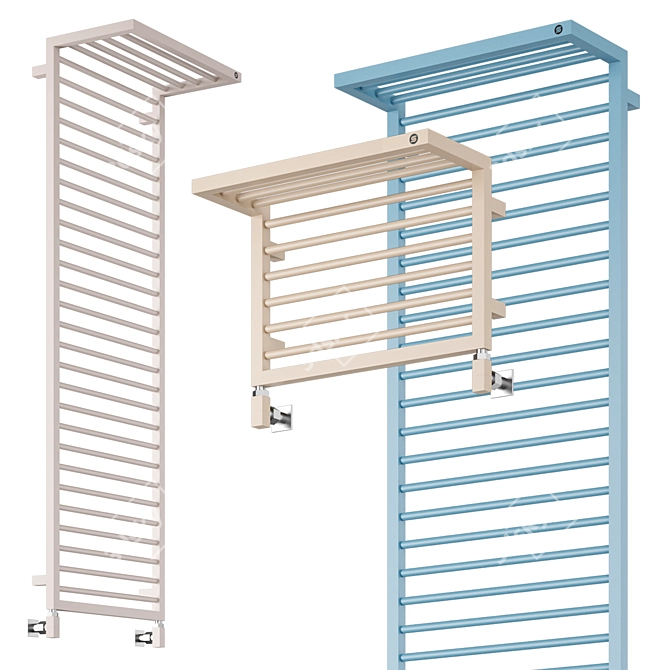 Elegant Steel Shadow Rack Radiator 3D model image 1