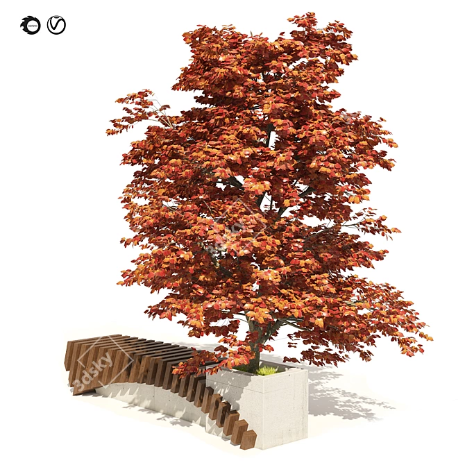 3D Model Bench Kousa Tree 3D model image 1