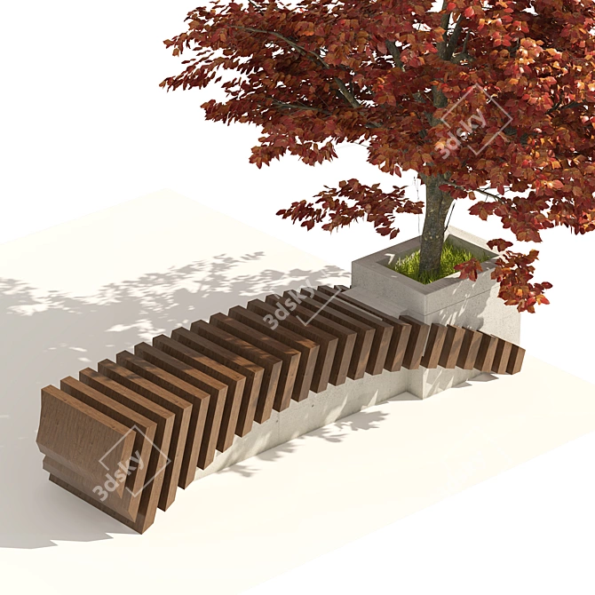 3D Model Bench Kousa Tree 3D model image 2