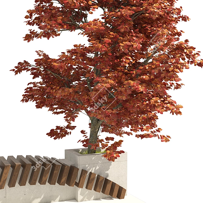 3D Model Bench Kousa Tree 3D model image 3