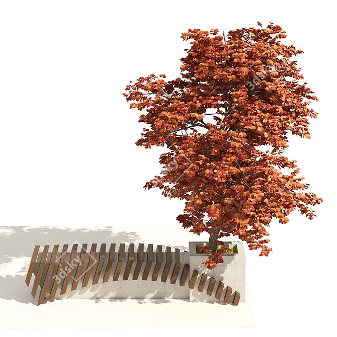 3D Model Bench Kousa Tree 3D model image 5