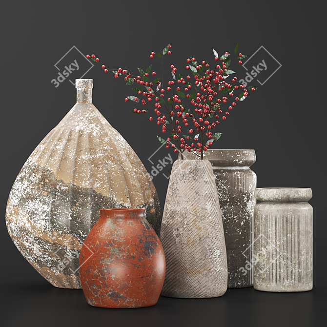 Rustic Concrete Vase Vol2 Unwrapped 3D model image 2