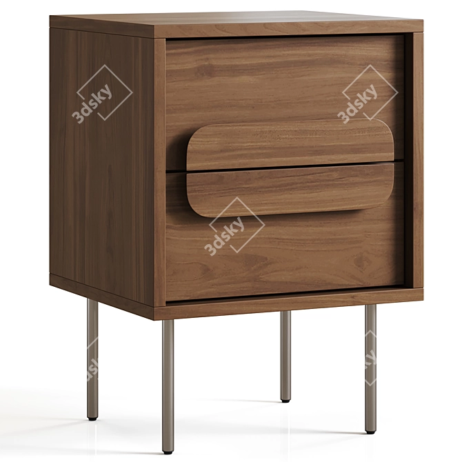 Gemini Bedside Table in Walnut 3D model image 1