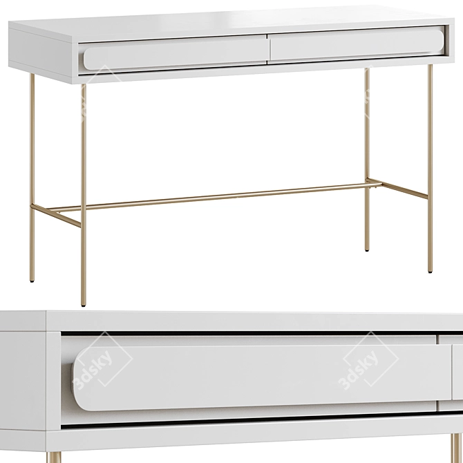 White Lacquer Gemini Desk West Elm 3D model image 1