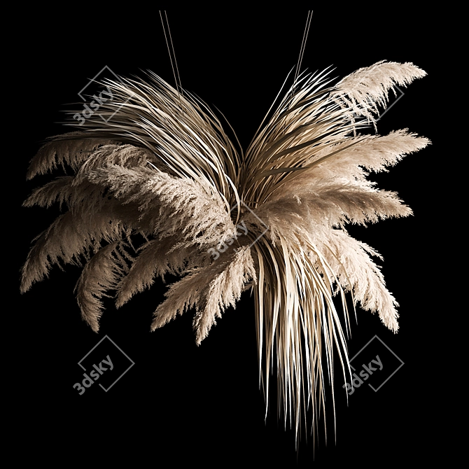 White Pampas Grass Hanging Bouquet 3D model image 2