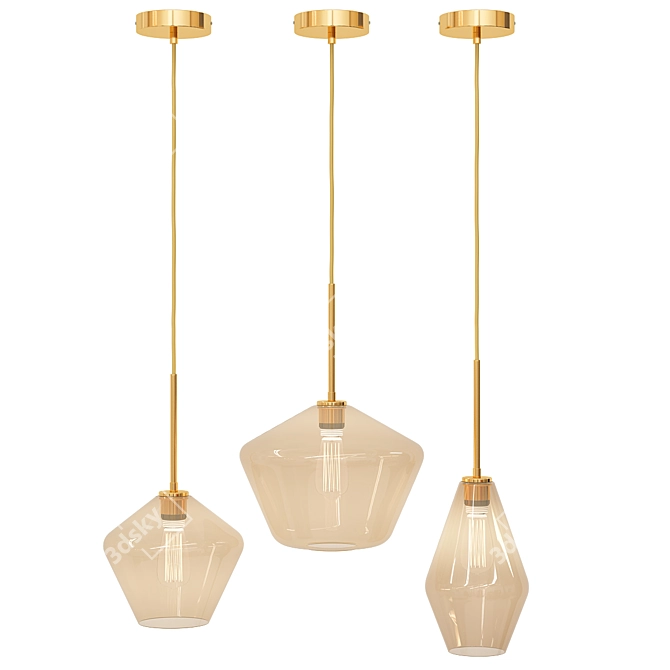 Sleek Glass Pendant Lighting Fixture 3D model image 2