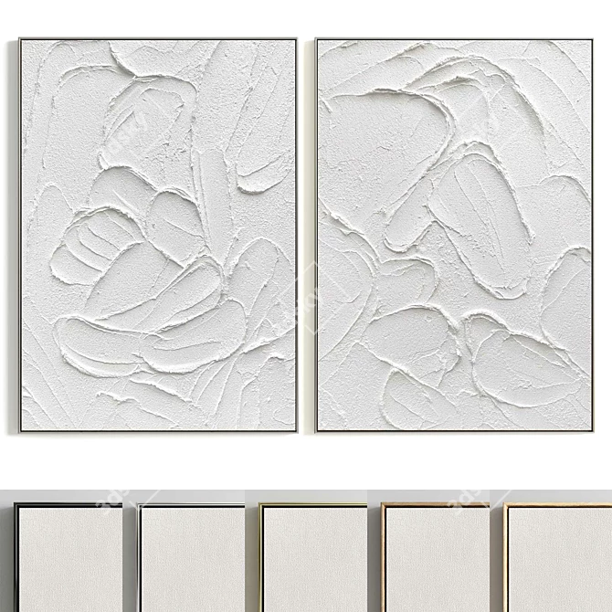 Plaster Dual Photo Frame Set 3D model image 1