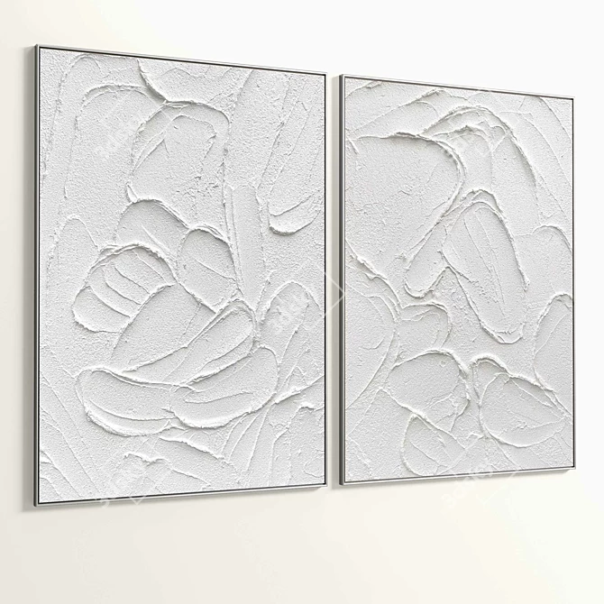 Plaster Dual Photo Frame Set 3D model image 4