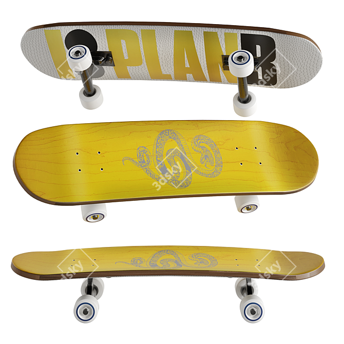 Slick 2016 Skateboard Model 3D model image 1