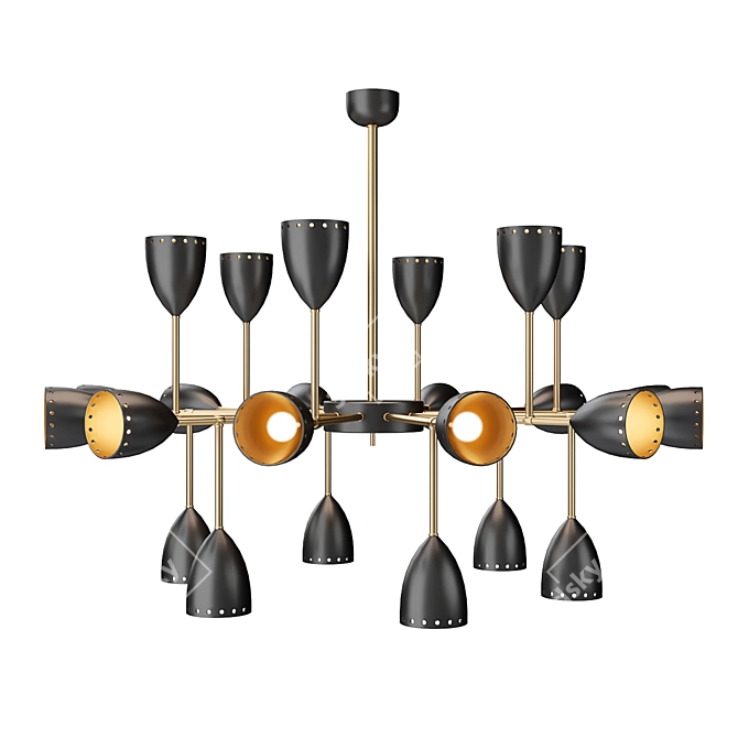 Courtney Branching Brass Chandelier: Modern Elegance 3D model image 1