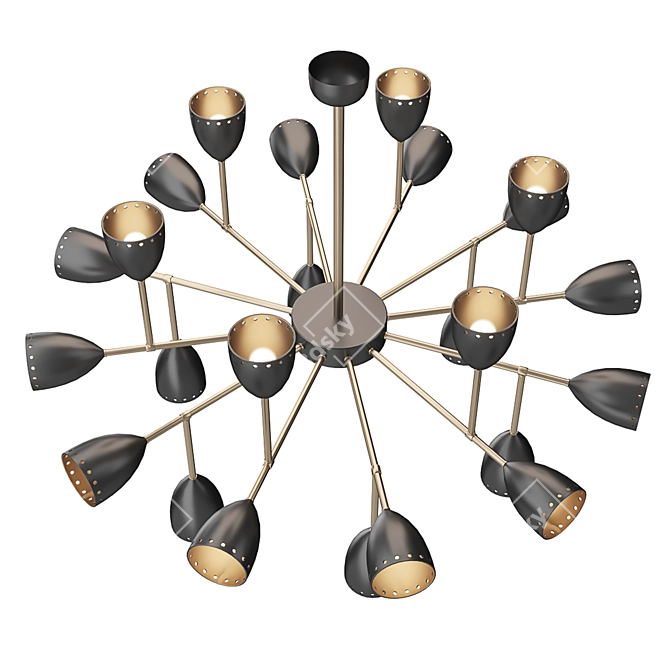 Courtney Branching Brass Chandelier: Modern Elegance 3D model image 2