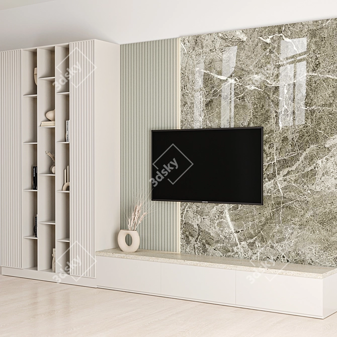 Modern TV Wall Design Set 3D model image 3