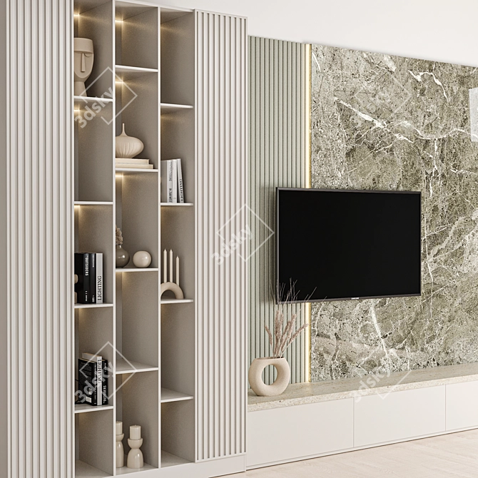 Modern TV Wall Design Set 3D model image 4