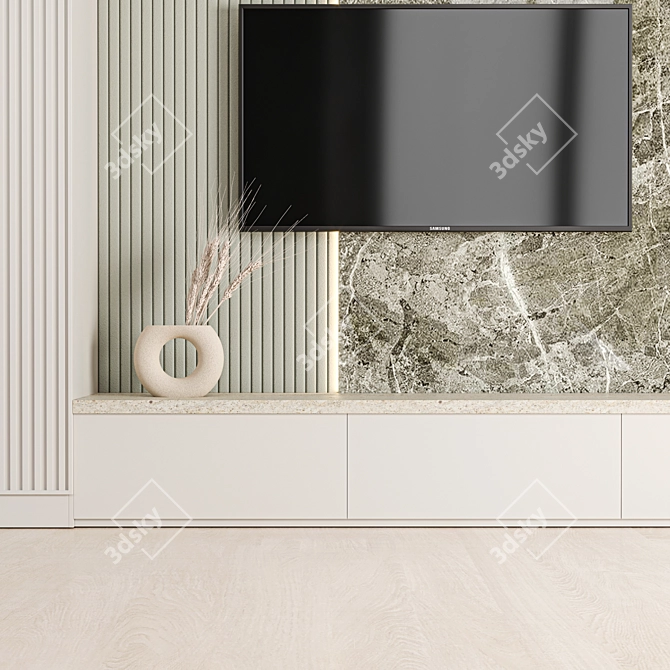 Modern TV Wall Design Set 3D model image 5